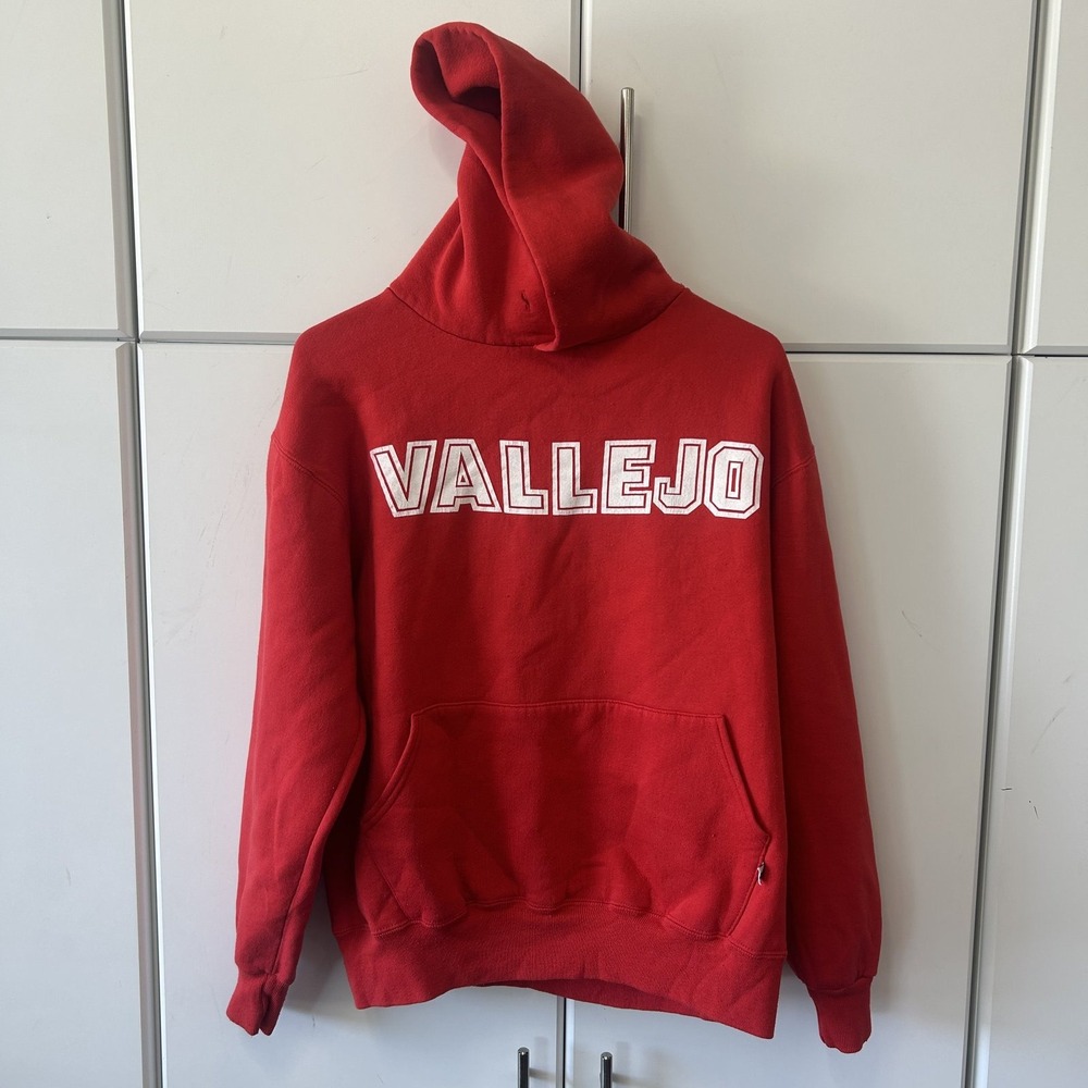 Vintage Russell Athletic Vallejo Hoodie Red Mens Large Made in USA Pullover